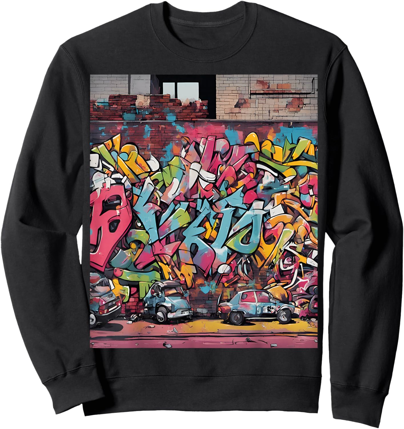 Animated Graffiti Scene Urban Art Sweatshirt - Sweatshirt | Black