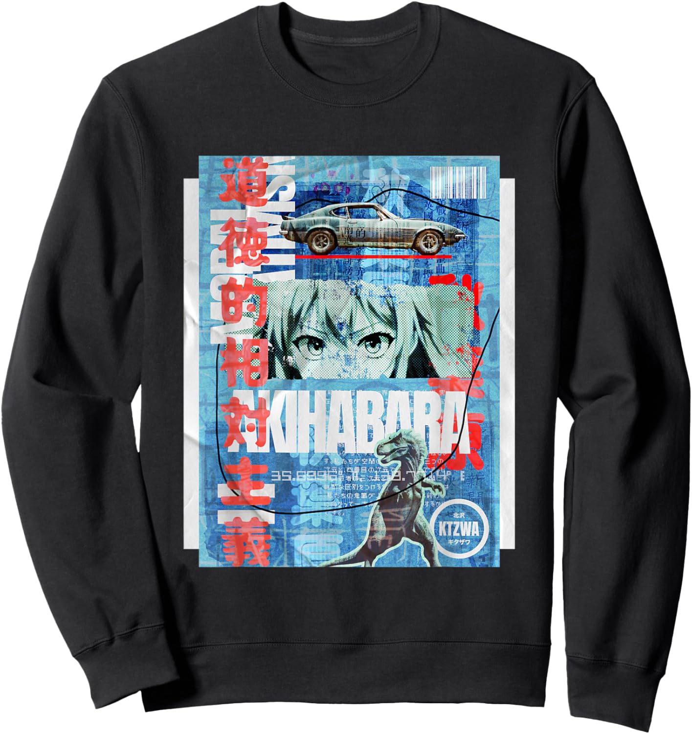 Japanese Retro Vintage 90s 80s Streetwear Tokyo Anime Manga Sweatshirt - Sweatshirt | Black
