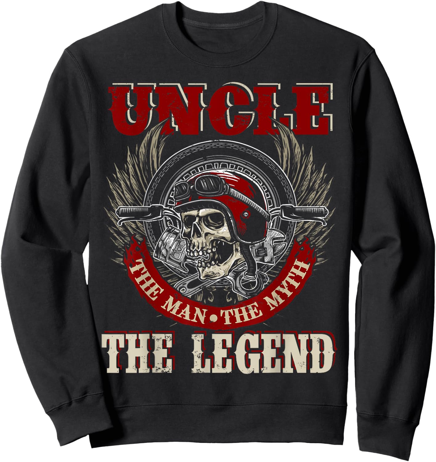 Uncle The Man The Myth Happy Fathers Day Skull Biker Lover Sweatshirt - Sweatshirt | Black