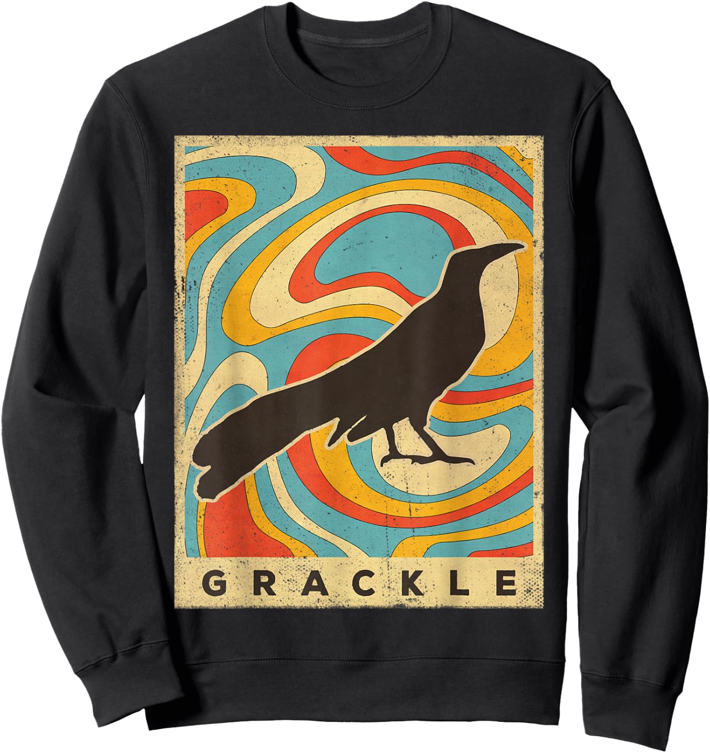 Vintage Grackle Bird Lover Animal Retro Style Sweatshirt - Sweatshirt | Black