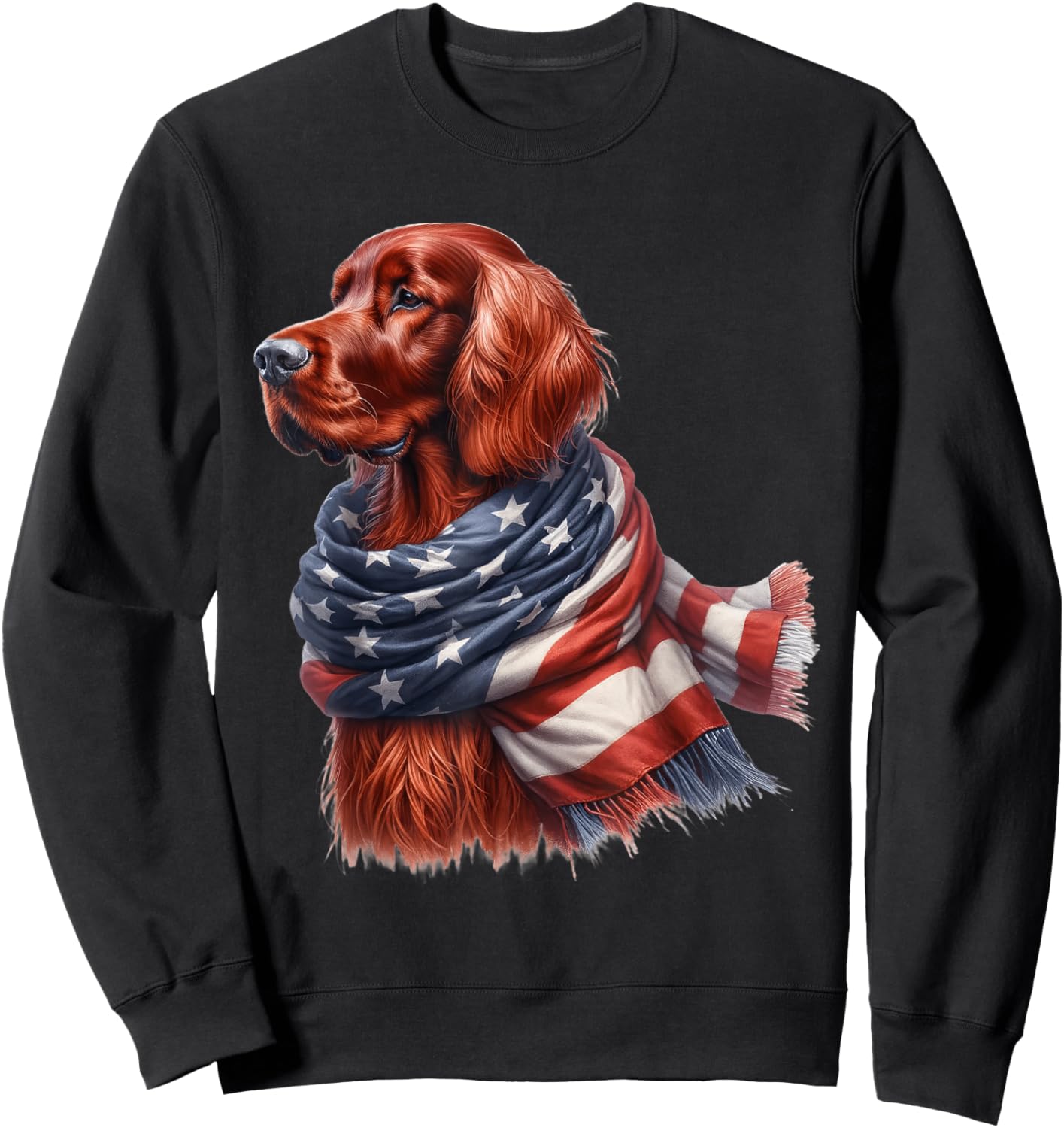 Irish Setter American Flag Patriotic Irish Setter Dog Lover Sweatshirt - Sweatshirt | Black