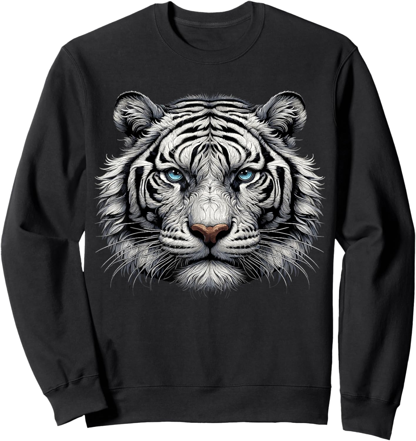 White Bengal Tiger Animal Sweatshirt - Sweatshirt | Black