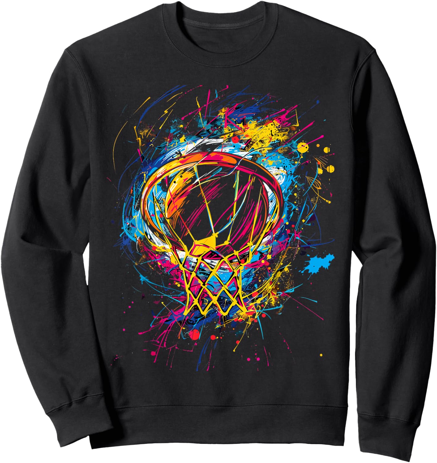 Colorful Basketball Tie Dye Color,Splash Hoop Net Slam Dunk Sweatshirt - Sweatshirt | Black