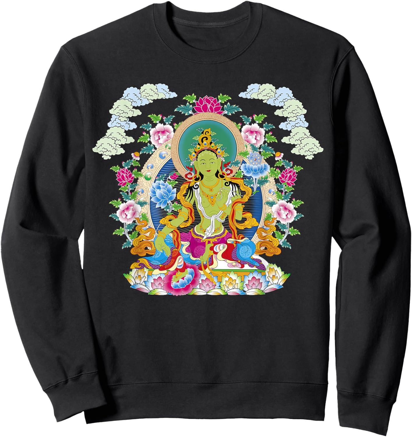 Thangka Buddha Yoga Mandala Meditation Buddhism Namaste Sweatshirt - Sweatshirt | Black