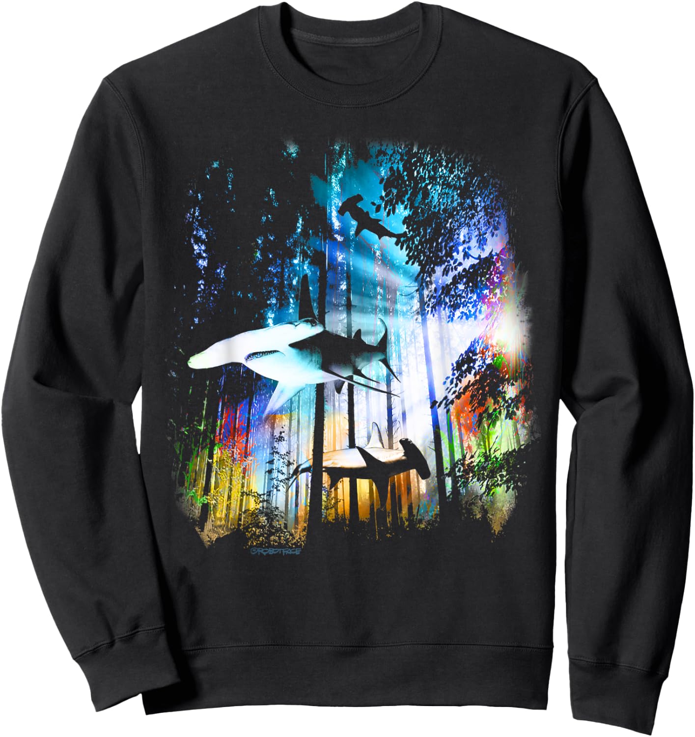 Hammerhead Shark Forest Sweatshirt - Sweatshirt | Black
