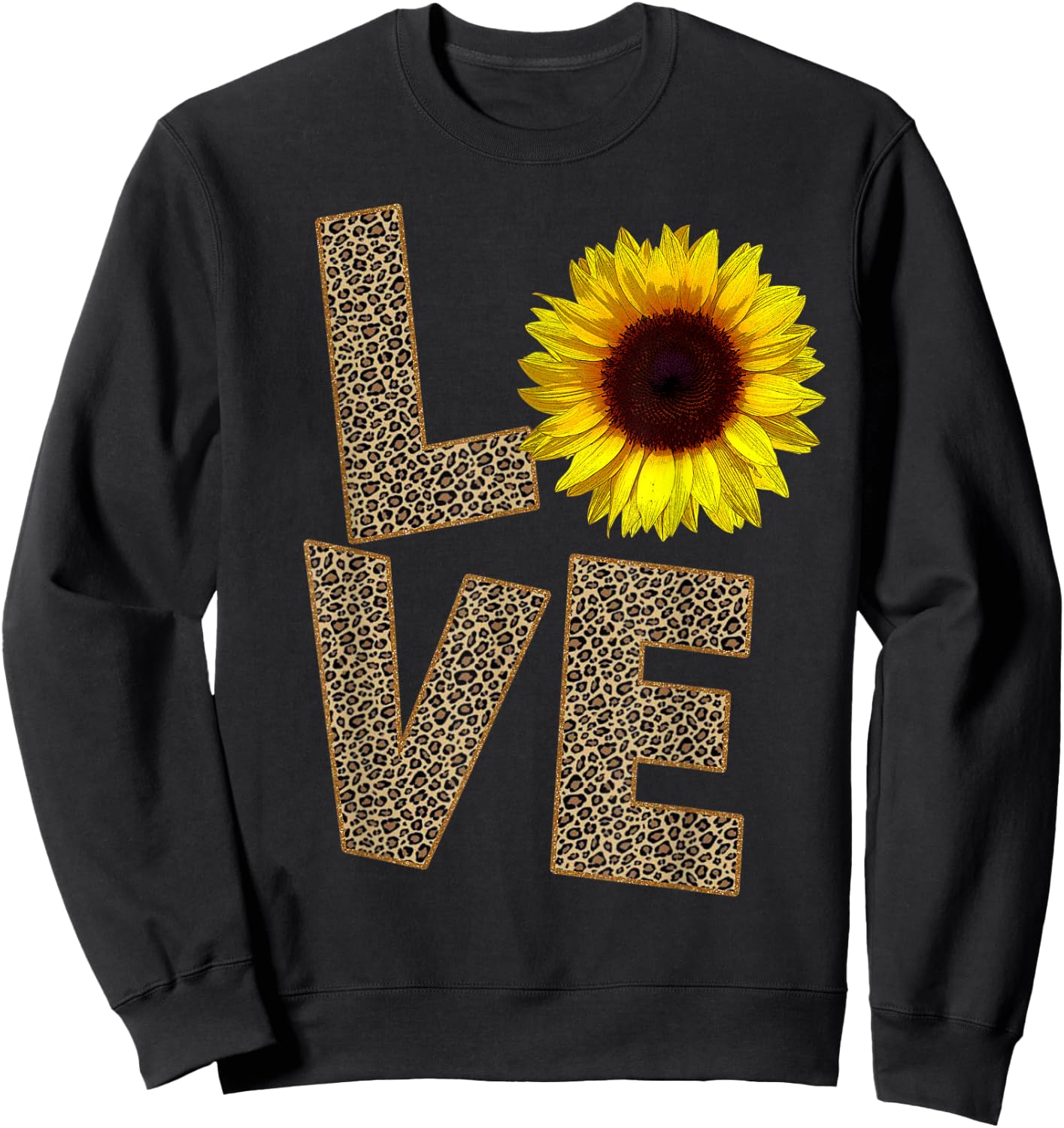 Cheetah Skin Love, Vintage Sunflower - sunflower Cheetah Sweatshirt - Sweatshirt | Black