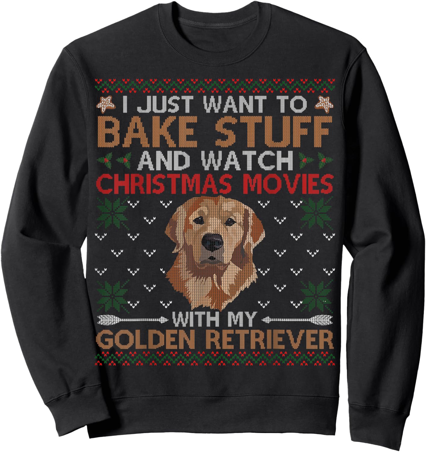 Watch Christmas Movies With My Golden Retriever Ugly Sweater Sweatshirt - Sweatshirt | Black