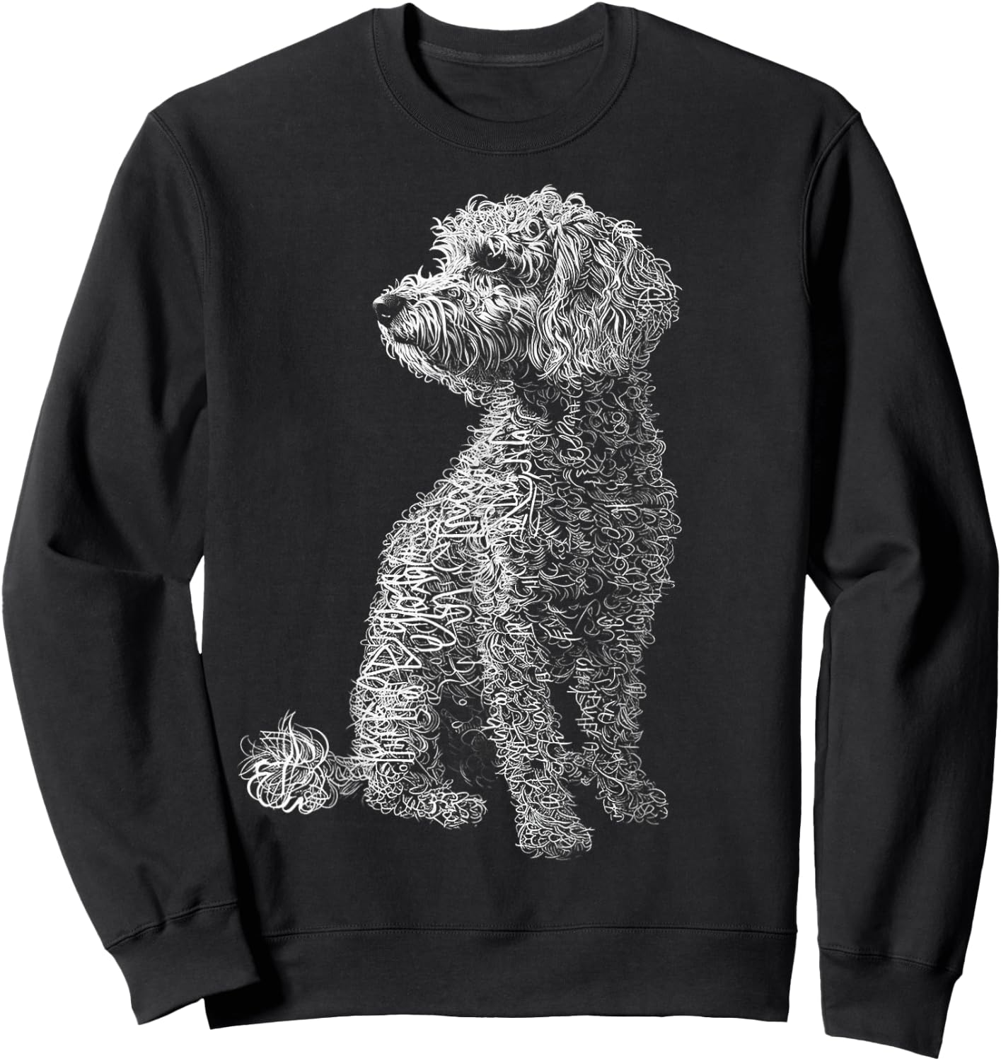 Poodle Dog Drawing Abstract Animal Pet Art Graphic Poodle Sweatshirt - Sweatshirt | Black