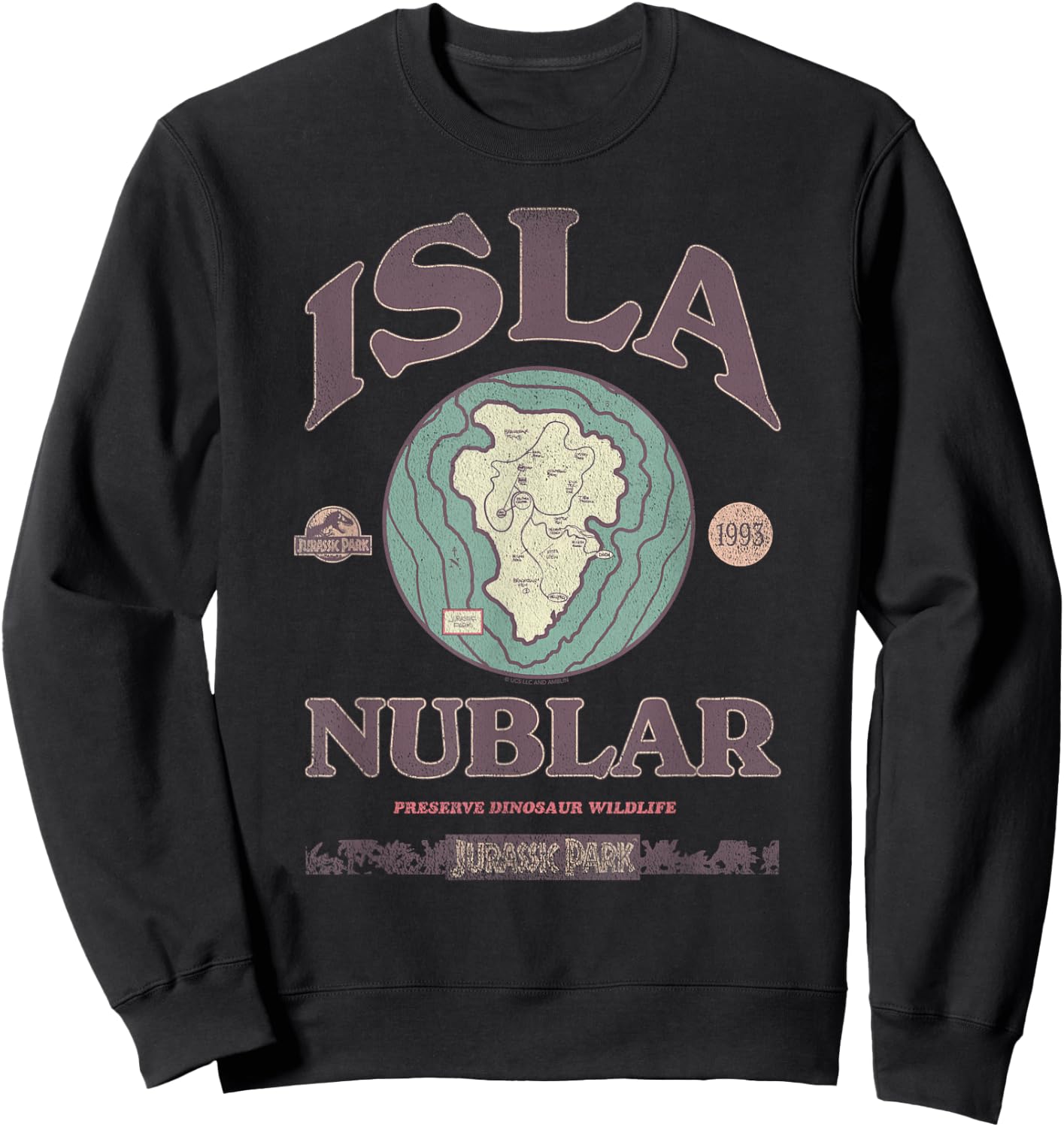 Jurassic Park Isla Nublar Tour 1993 , Small, Black Sweatshirt - Sweatshirt | Black
