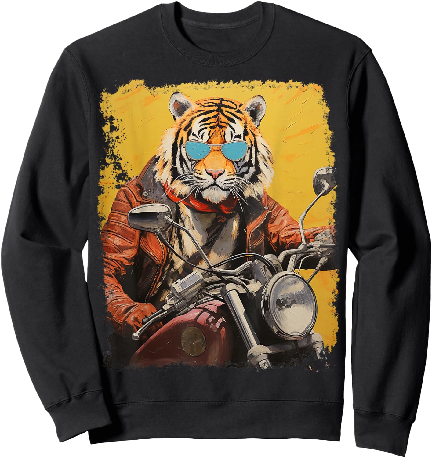 Motorbike Gear Tiger on Motorcycle Sweatshirt - Sweatshirt | Black