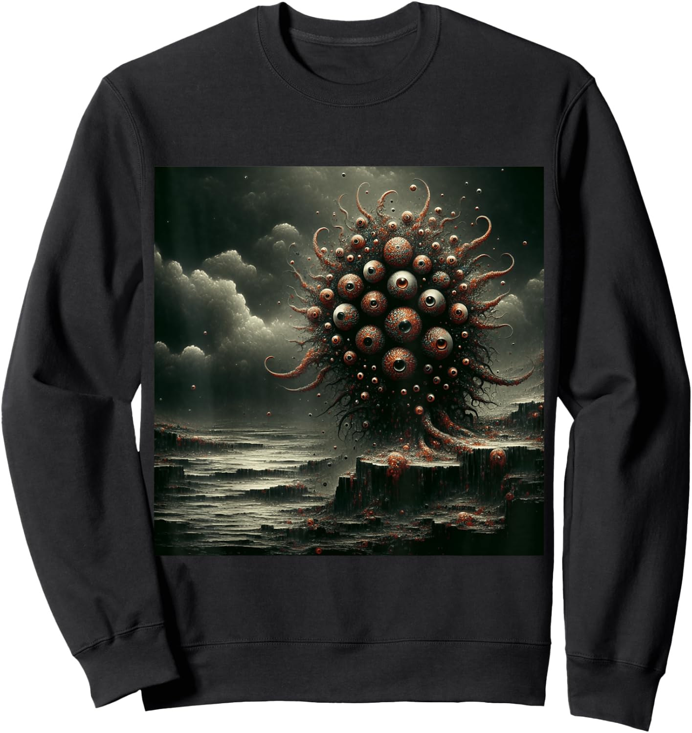 Eldritch Nightmare Lovecraftian Horror Fear of Eyes Graphic Sweatshirt - Sweatshirt | Black