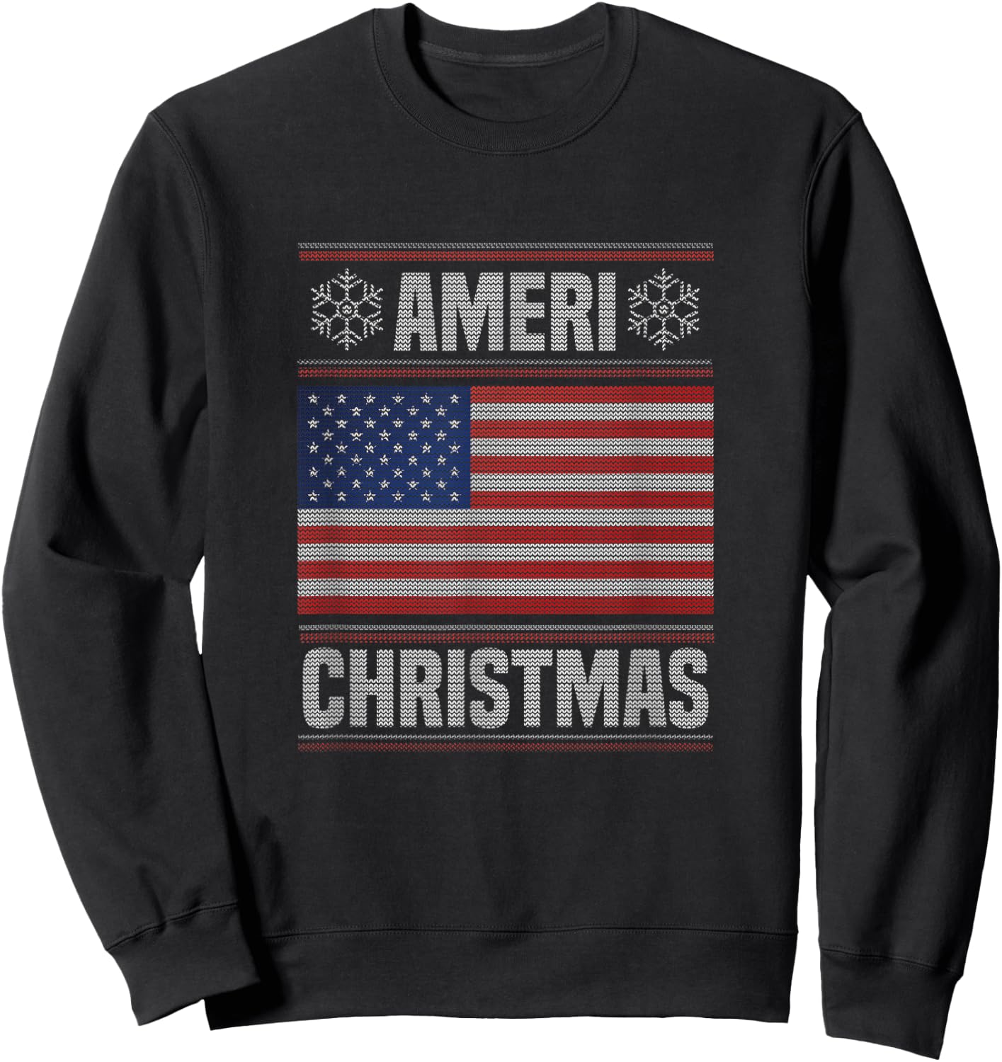 Ameri' Christmas Funny American Christmas Flag Sweatshirt - Sweatshirt | Black