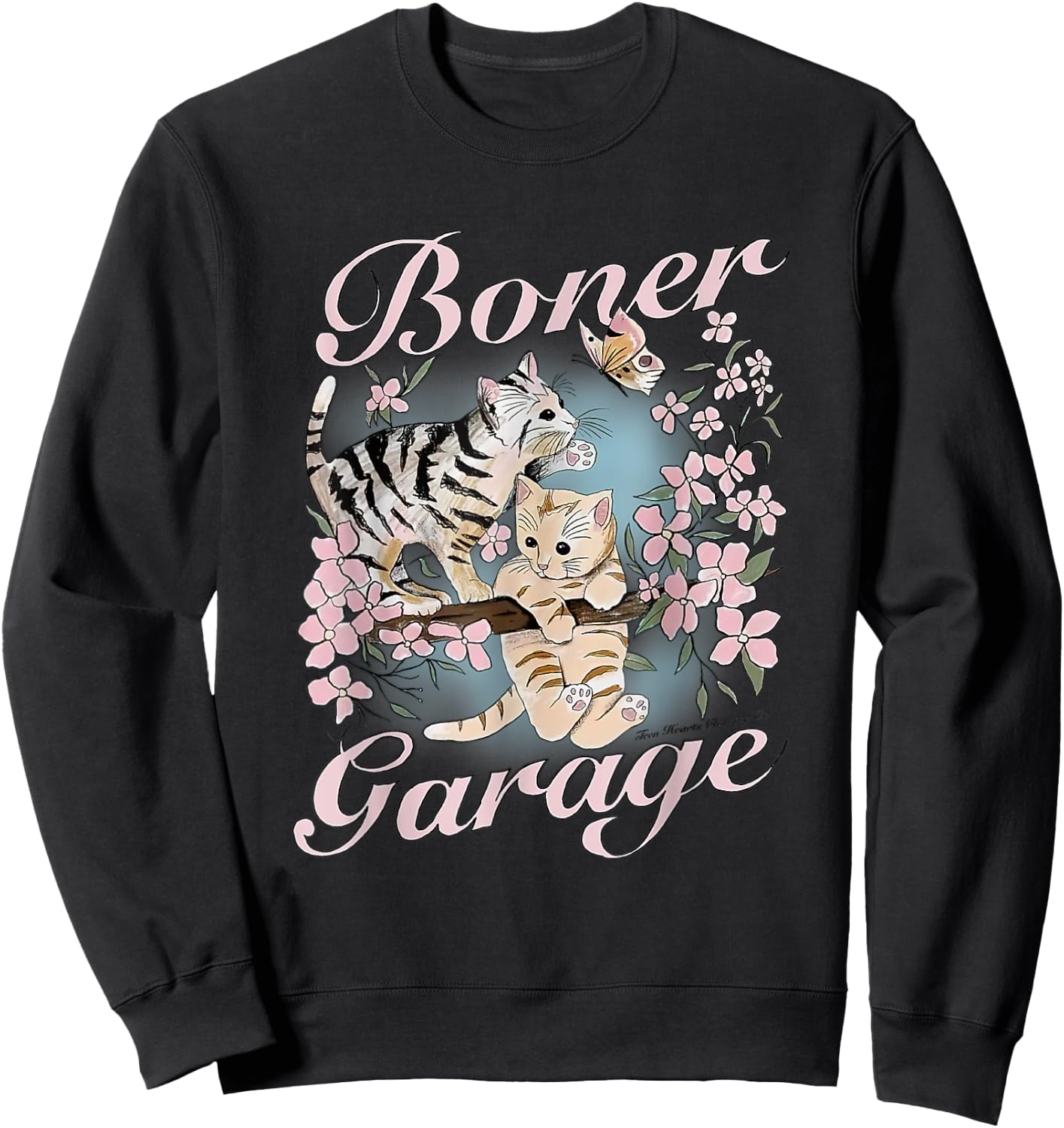 New Funny Kitty Boner Garage Funny Women Sweatshirt - Sweatshirt | Black