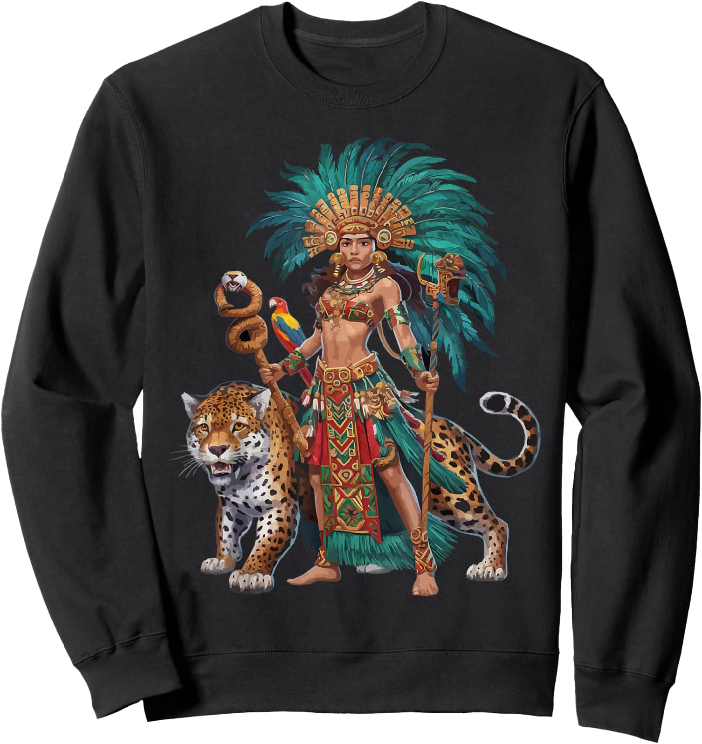 Aztec Jaguar Warrior Aztec Culture Mayan Indigenous Sweatshirt - Sweatshirt | Black