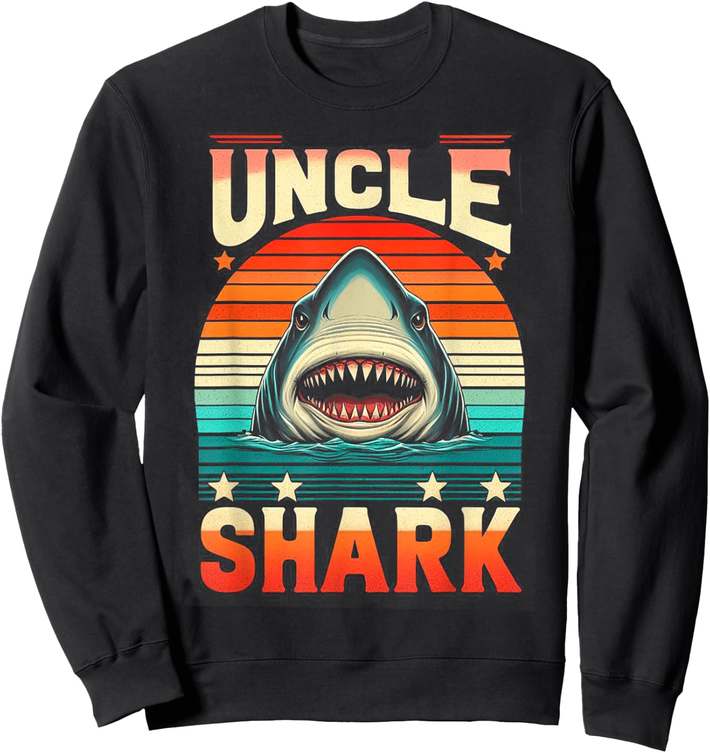 Uncle Shark Funny Shark family shark Sweatshirt - Sweatshirt | Black