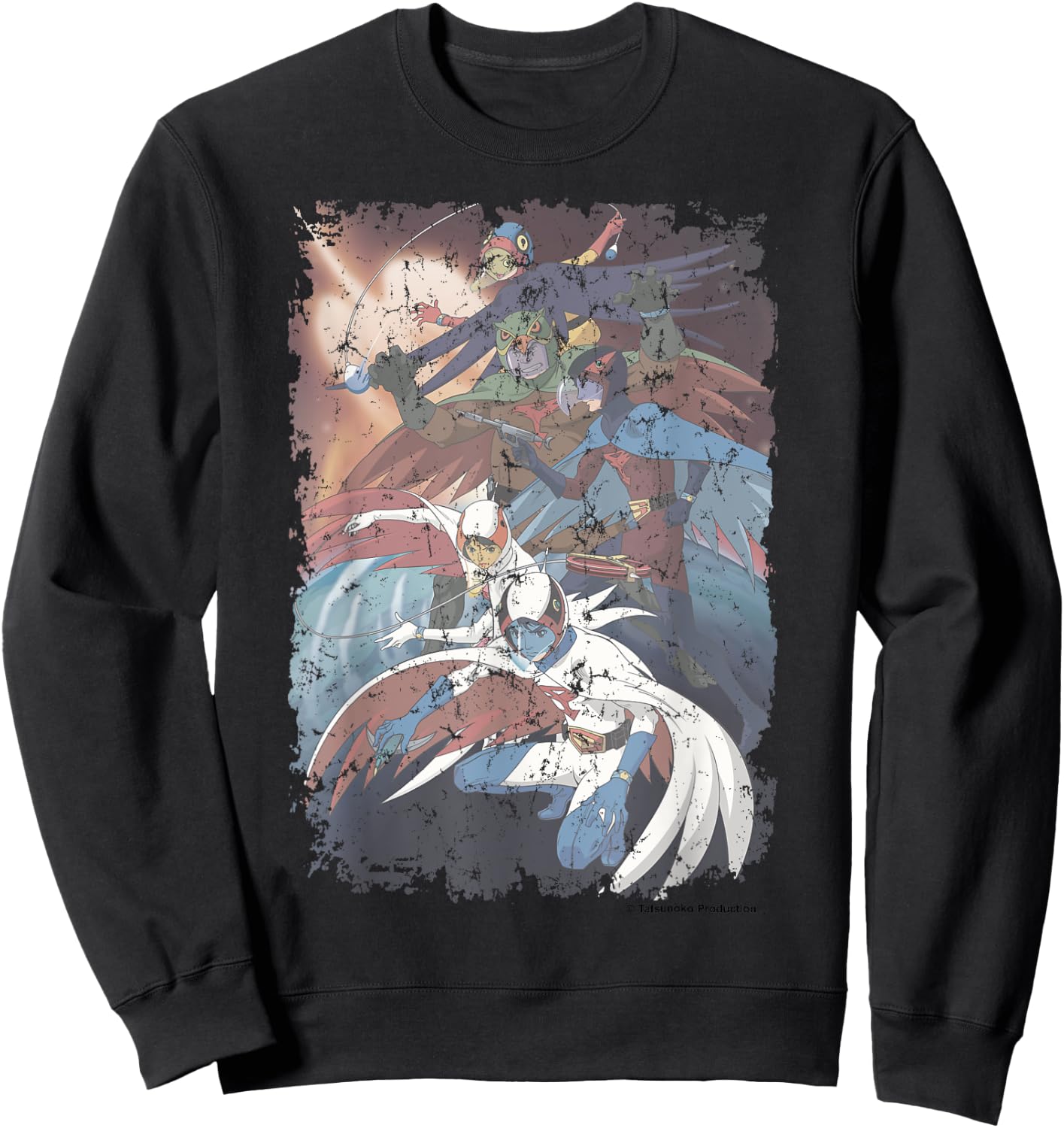 Manga Gatchaman Poster Planet Distressed Sweatshirt - Sweatshirt | Black