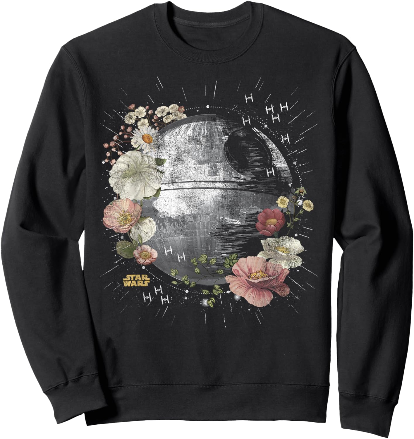 Star Wars Floral Death Star Sweatshirt - Sweatshirt | Black