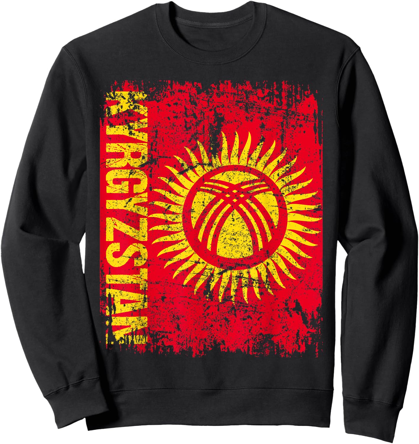 KYRGYZSTAN Flag Vintage Distressed KYRGYZSTAN Sweatshirt - Sweatshirt | Black