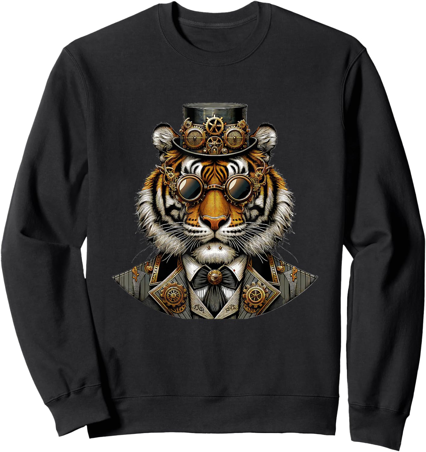 Steampunk Tiger Women Men Kids Steampunk Tiger Sweatshirt - Sweatshirt | Black