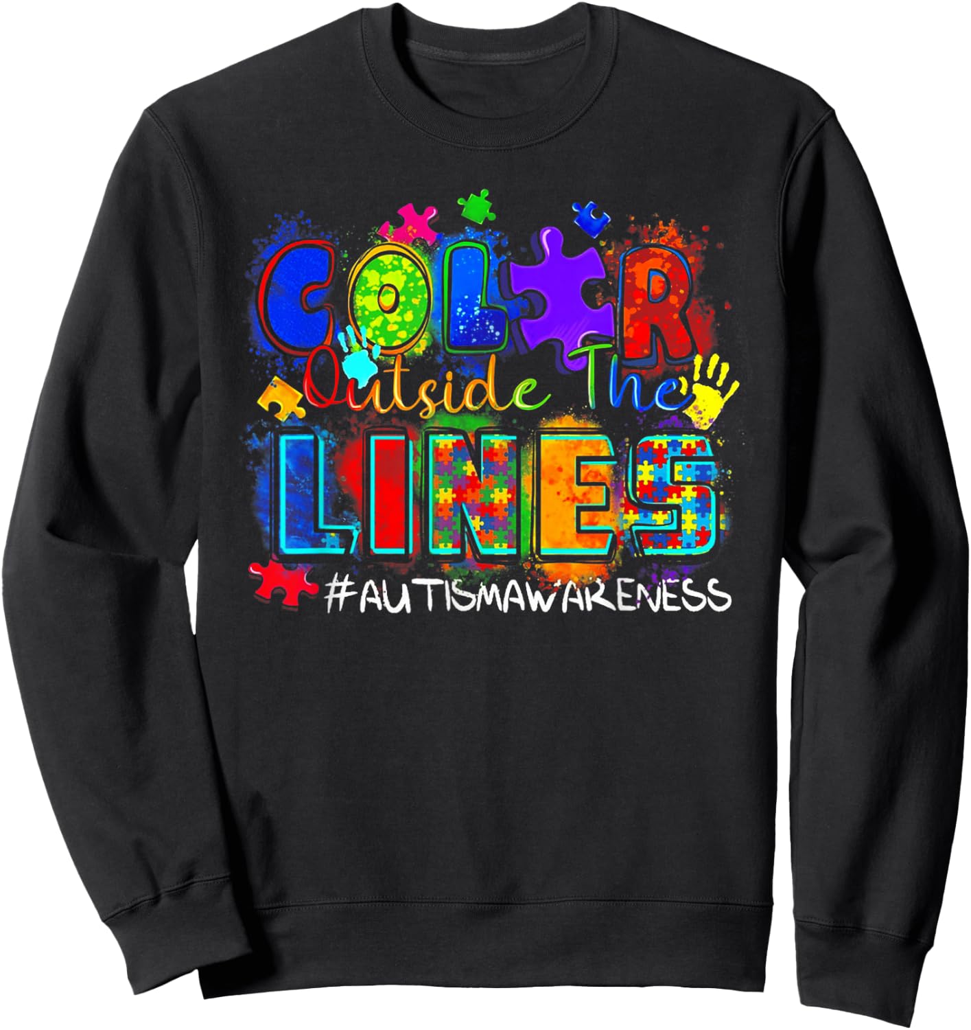 Color Outside The Lines Autism Awareness Sweatshirt - Sweatshirt | Black