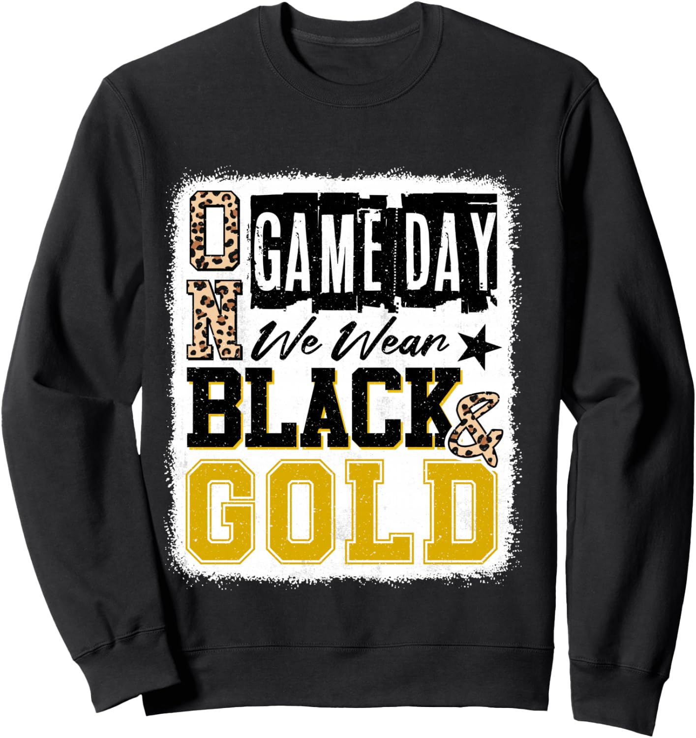 On Gameday Football We Wear Black and Gold School Spirit Sweatshirt - Sweatshirt | Black