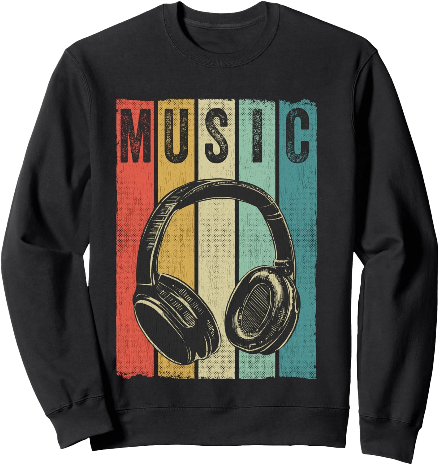 Electronic Music Lover DJ Gift Vintage Retro Headphones Sweatshirt - Sweatshirt | Black