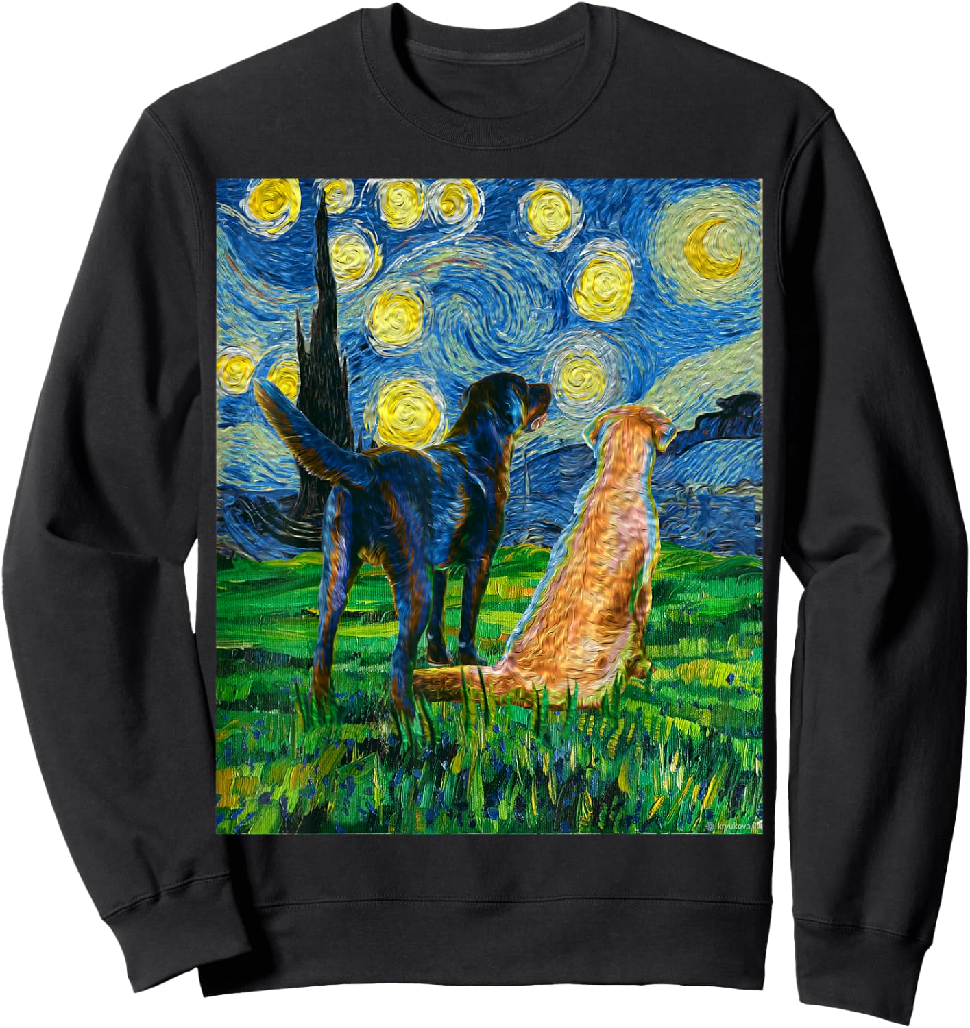 Gift Labrador Retriever Owner Dog Lover Art Van Gogh Women Sweatshirt - Sweatshirt | Black