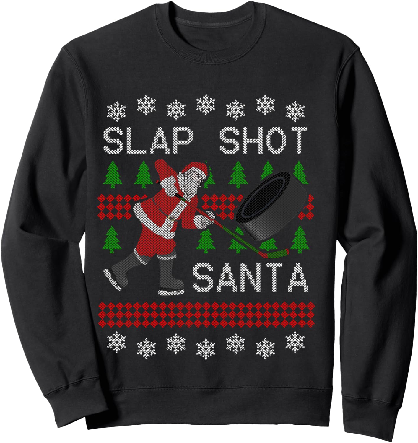 Funny Santa Hockey Ugly Christmas Sweater - Santa Sweatshirt - Sweatshirt | Black