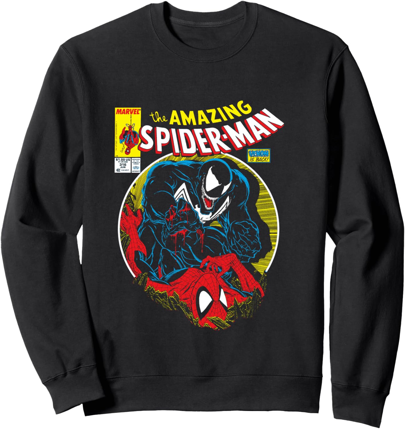 Marvel Spider-Man VS Venom Bloody Battle Comic Cover Sweatshirt - Sweatshirt | Black