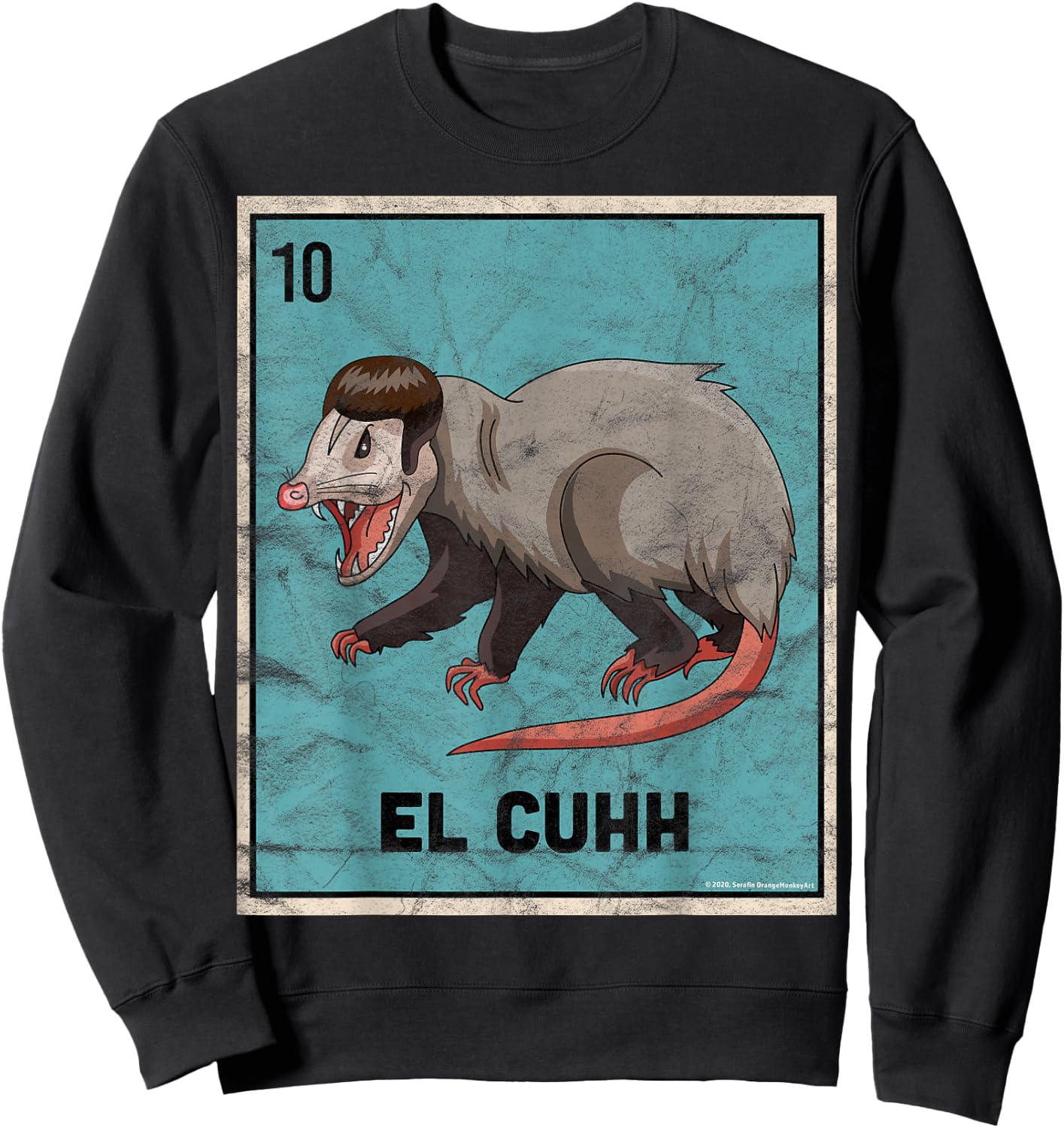 El Cuhh Takuache Cuh Opossum Funny Mexican Playing Card Sweatshirt - Sweatshirt | Black