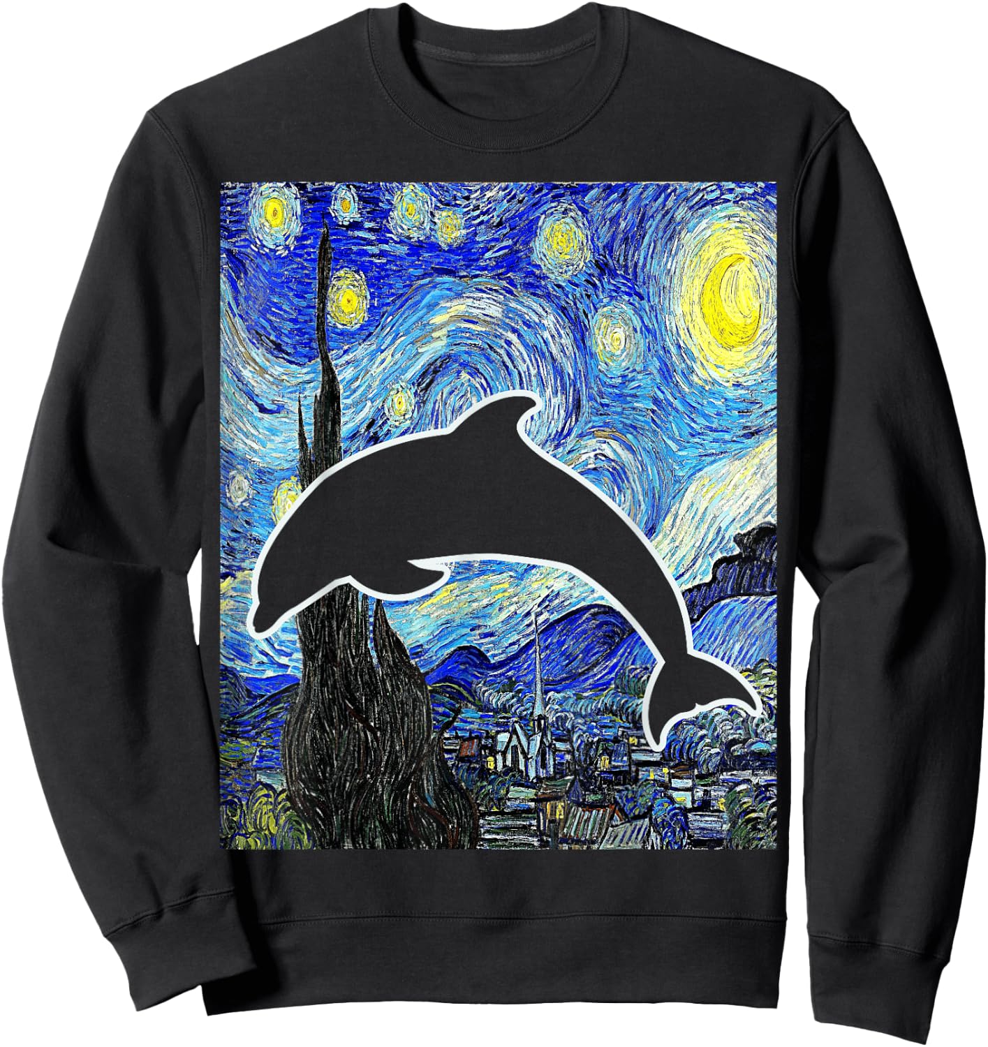 Dolphin Starry Night Dolphin Lover Cetology Sweatshirt - Sweatshirt | Black