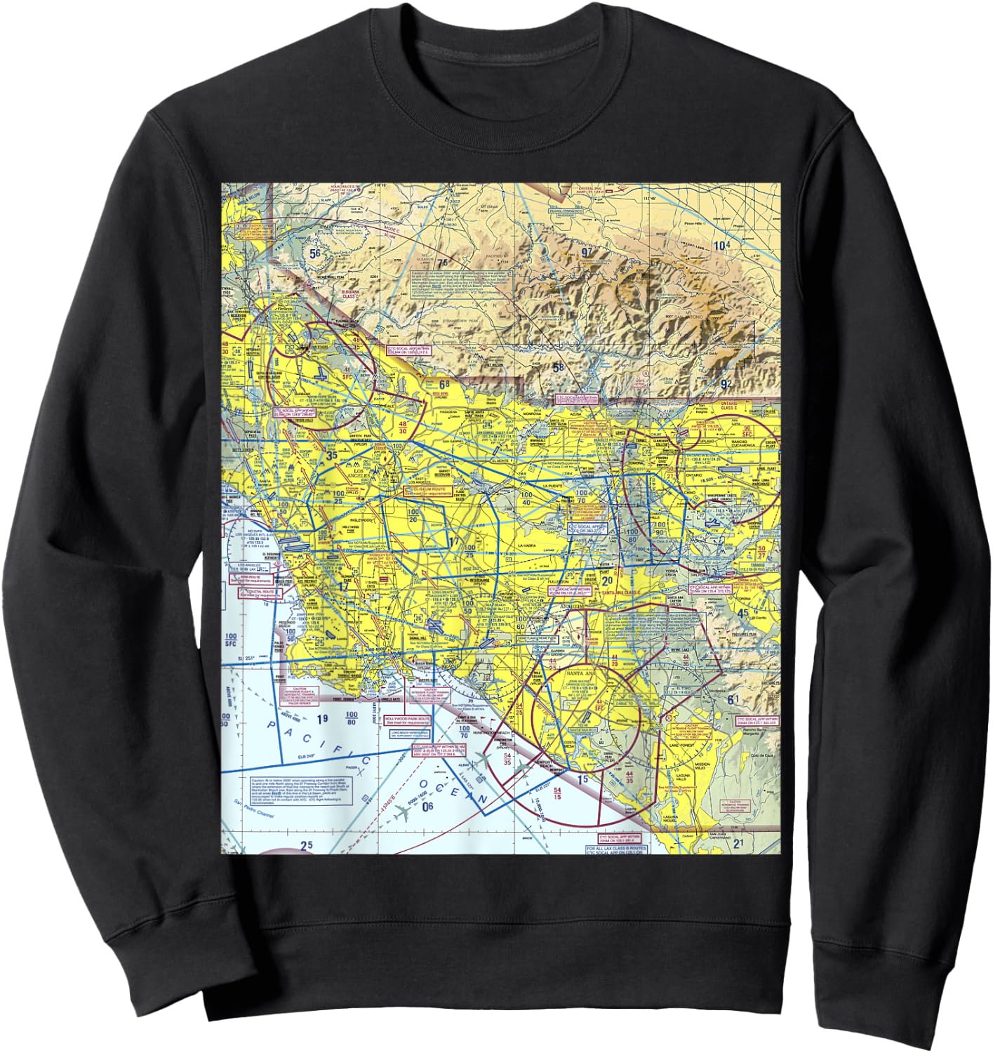 Aeronautical chart Los Angeles VFR sectional pilot Sweatshirt - Sweatshirt | Black