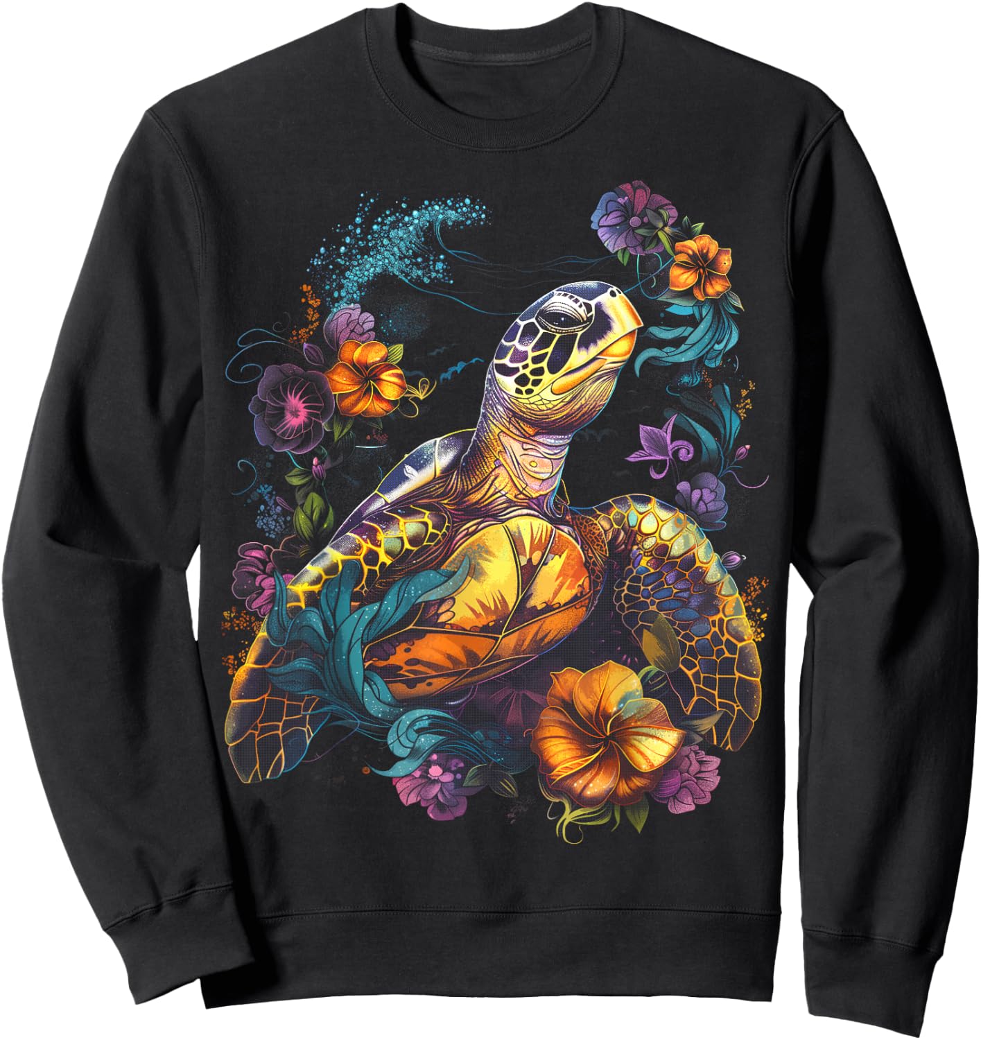 Sea Turtle Beach Lover Ocean Animal Graphic Novelty Sweatshirt - Sweatshirt | Black