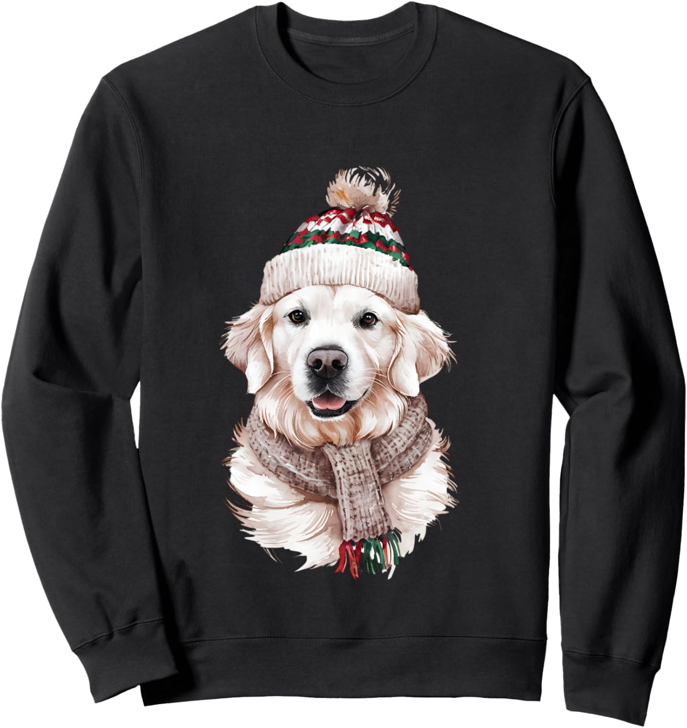 White English Cream Golden Retriever Mom Dog Puppy Christmas Sweatshirt - Sweatshirt | Black