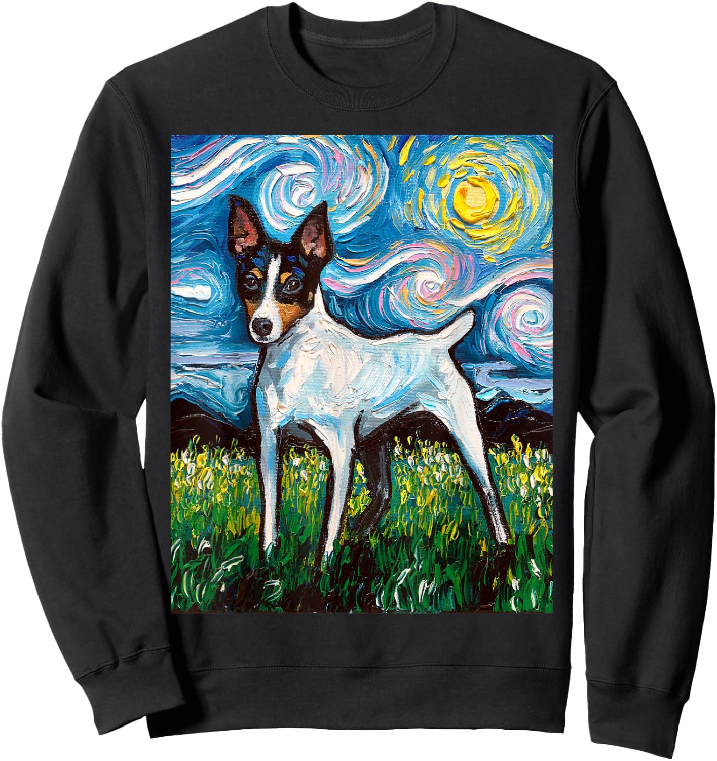 Aja Dog Toy Fox Terrier Starry Night Rat Terrier Sweatshirt - Sweatshirt | Black