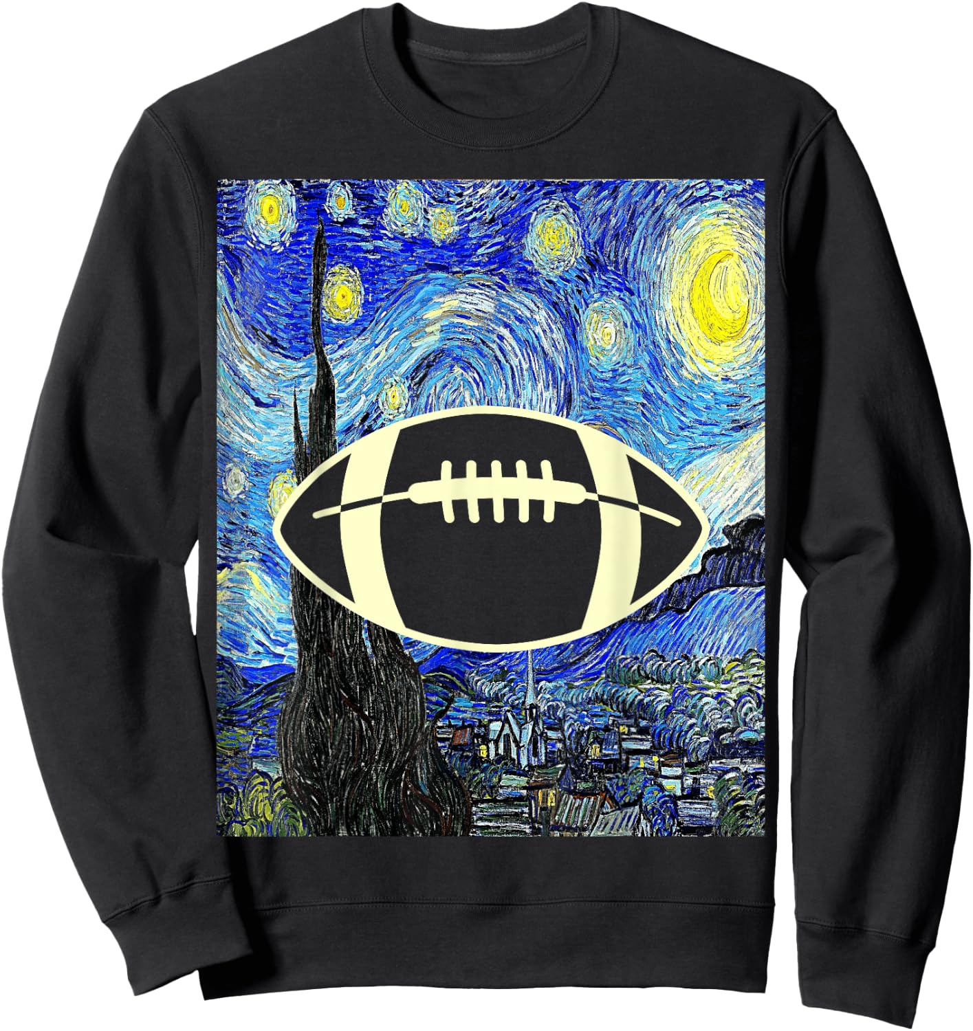 American Football Starry Night Football Lover Painting Sweatshirt - Sweatshirt | Black