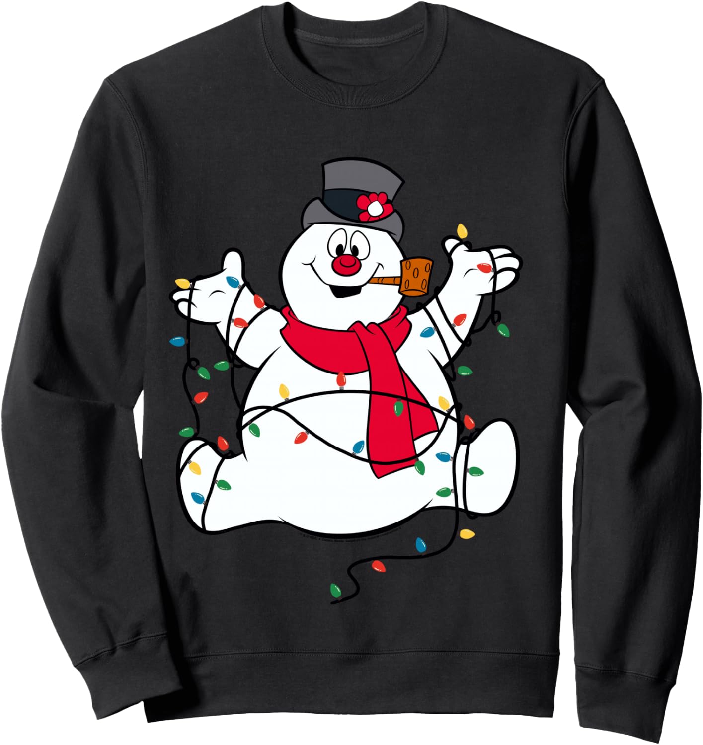 Frosty The Snowman Christmas Lights Portrait Sweatshirt - Sweatshirt | Black