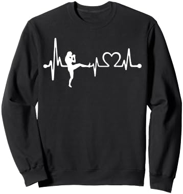 Funny Kickboxing Coach & Players Gift | Kickboxing Heartbeat Sweatshirt - Sweatshirt | Black