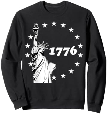 1776 Statue Of Liberty Betsy Ross American Patriotic Gift Kids Men Sweatshirt - Sweatshirt | Black