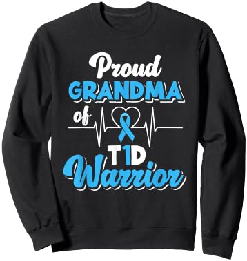 Proud Grandma Of A T1D Warrior Diabetic Diabetes Awareness Sweatshirt - Sweatshirt | Black