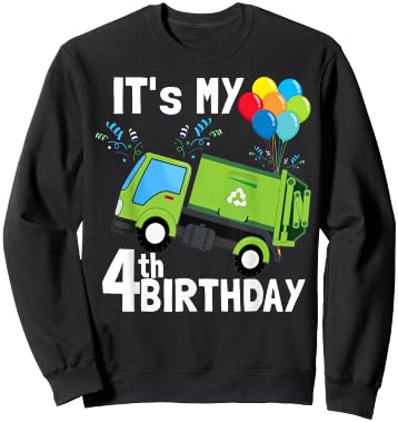 It's My 4th Birthday Garbage Truck 4 Birthday Boy Gift Sweatshirt - Sweatshirt | Black