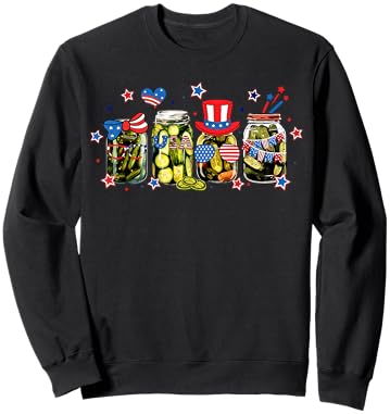 4th of July Canned Pickles Coquette Bows American Flag Sweatshirt - Sweatshirt | Black