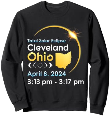 Totality Solar Eclipse In Cleveland Ohio On April 08 2024 Sweatshirt - Sweatshirt | Black