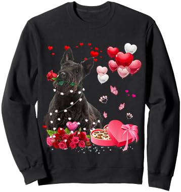 Funny Scottish Terrier Rose Heart Happy Valentine Day Dog Sweatshirt - Sweatshirt | Black