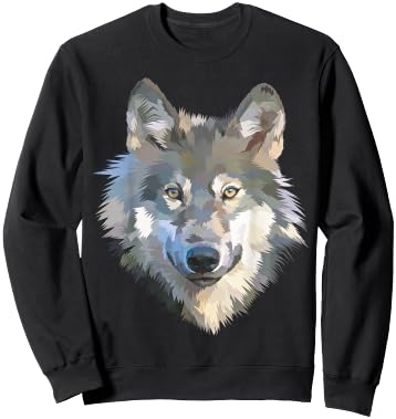Realistic white wolf realistic animal print with Sweatshirt - Sweatshirt | Black
