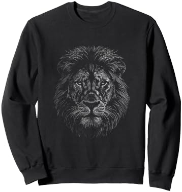 Lion Head Graphic Face Art Design Sweatshirt - Sweatshirt | Black