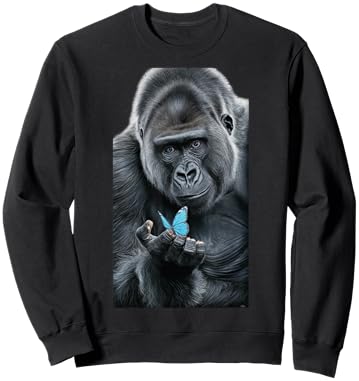 Gorilla Butterfly Artwork funny animal Sweatshirt - Sweatshirt | Black