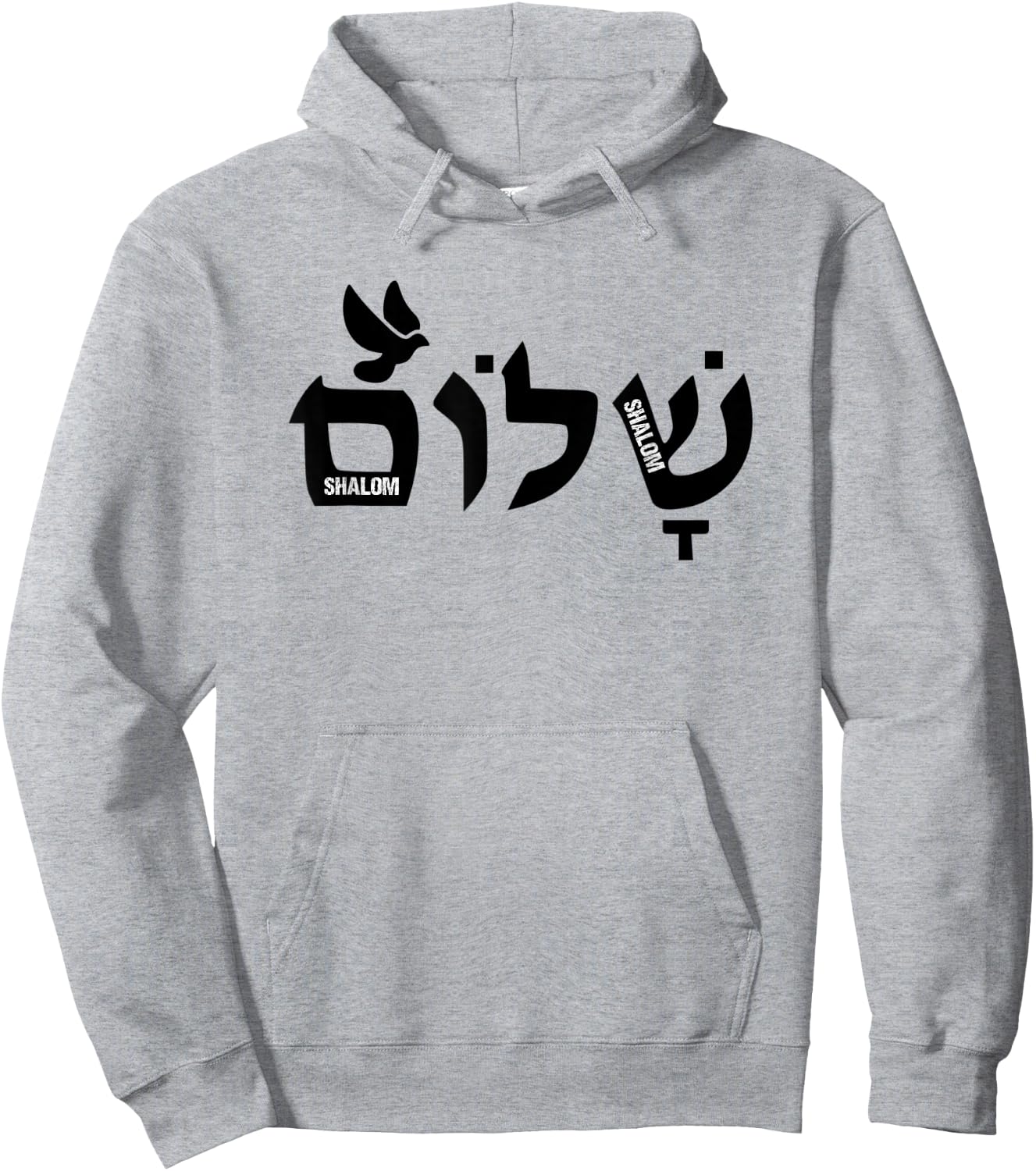 Shalom Hebrew Letters - Dove Of Peace Christian Jewish Hoodie - Hoodie | Ash