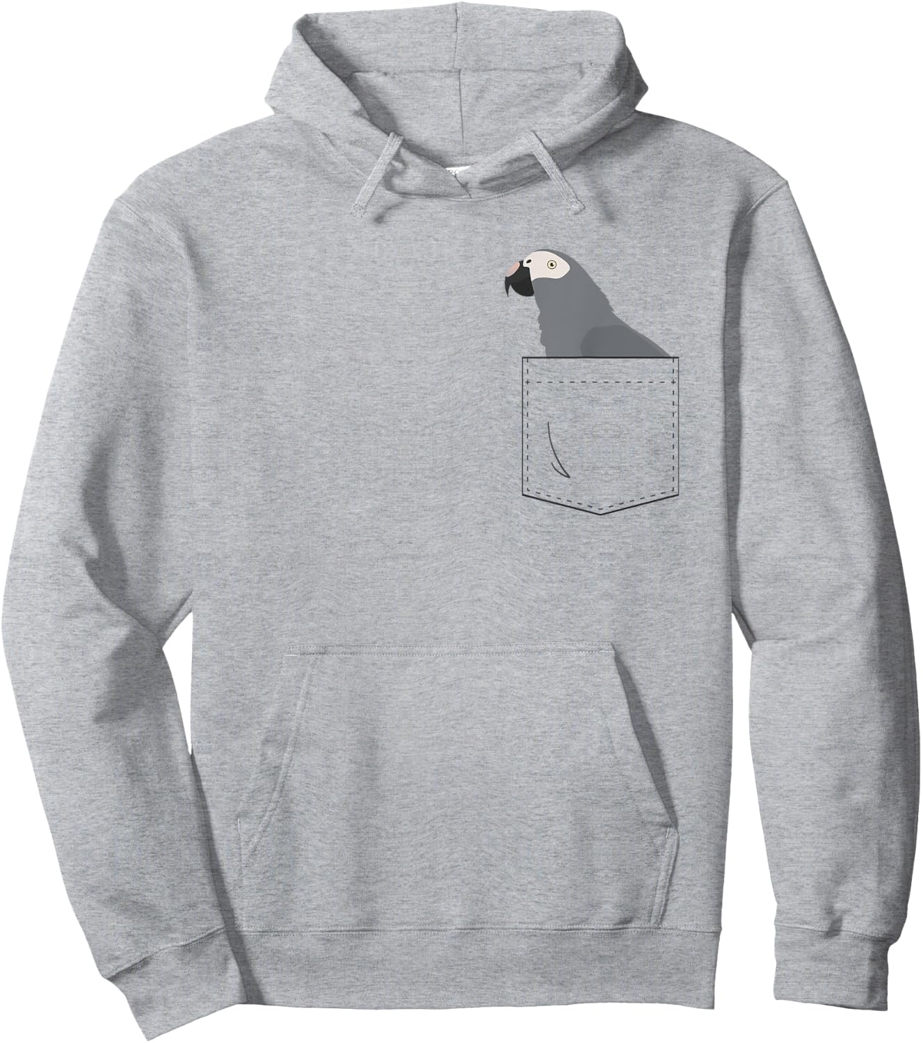 Timneh African Grey Parrot in Fake Pocket Hoodie - Hoodie | Ash