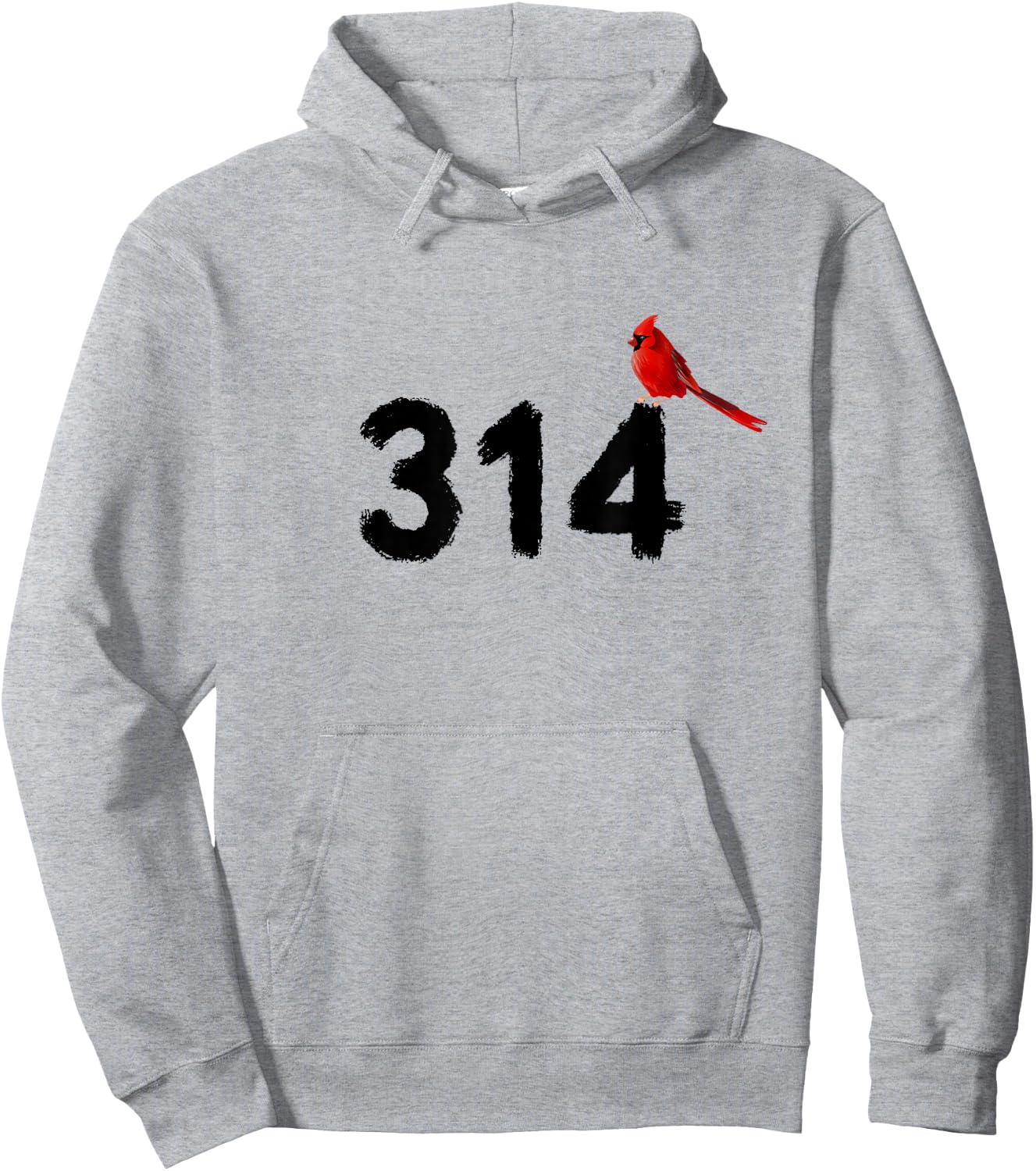 GGT 314 Saint Louis MO Red Bird Cardinal STL Area Code Hoodie - Hoodie | Ash